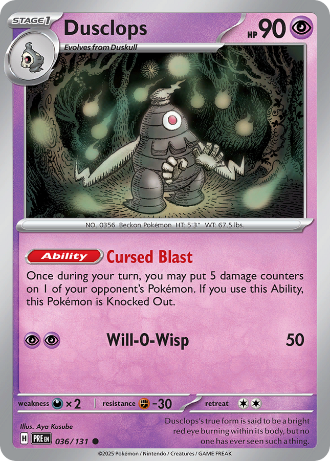 Dusclops #036/131 Common (Reverse Holofoil) / Prismatic Evolutions