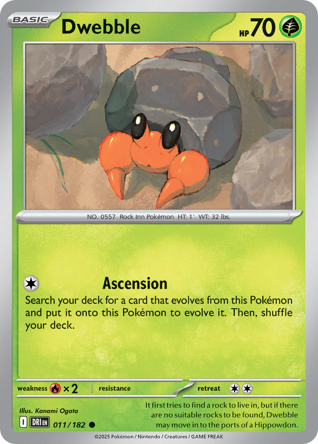 Dwebble #011/182 Common (Reverse Holofoil) / Destined Rivals
