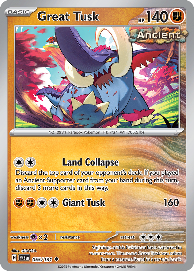 Great Tusk #055/131 Uncommon (Reverse Holofoil) / Prismatic Evolutions