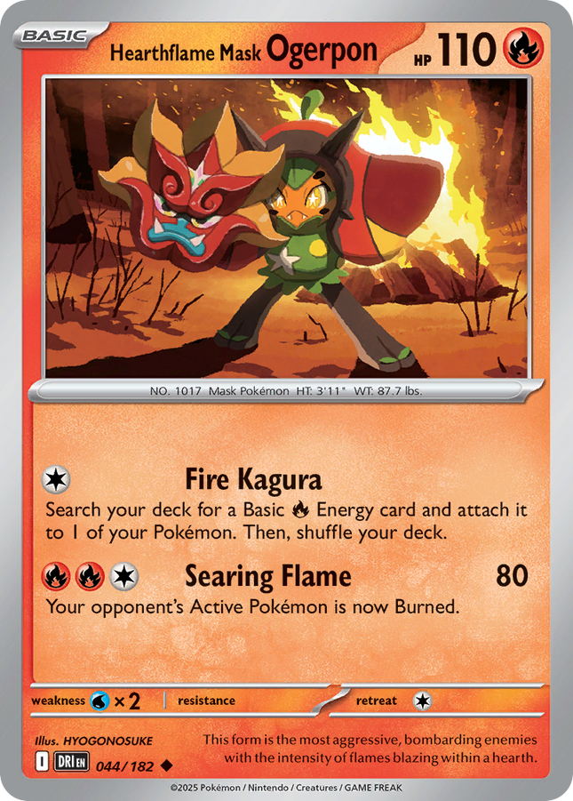 Hearthflame Mask Ogerpon #044/182 Uncommon (Reverse Holofoil) / Destined Rivals
