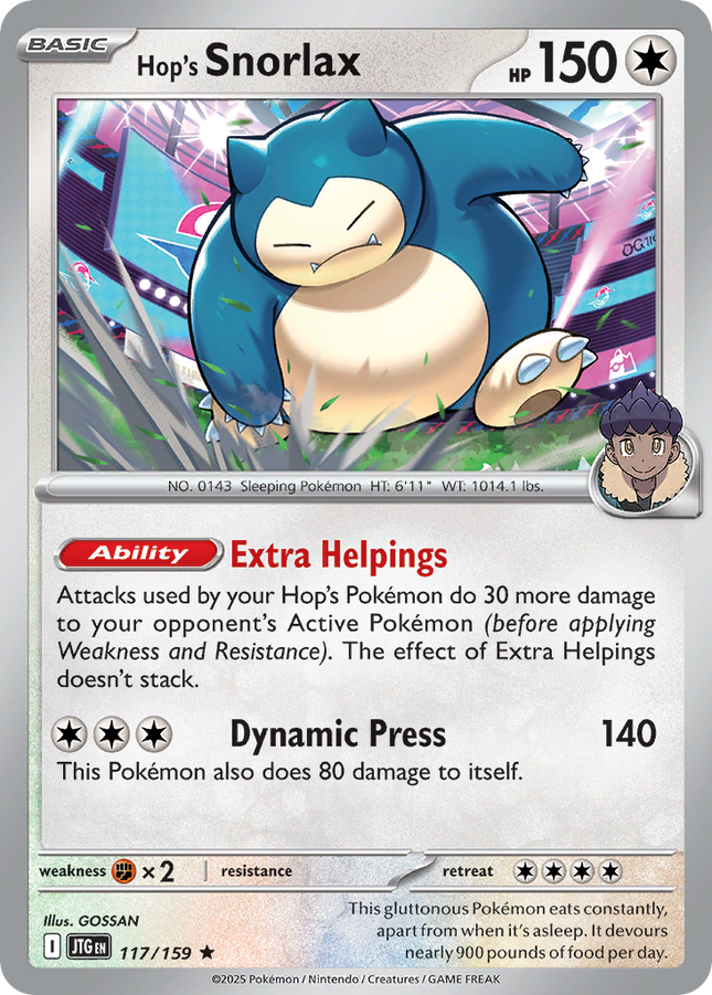Hop's Snorlax #117/159 Rare (Reverse Holofoil) / Journey Together