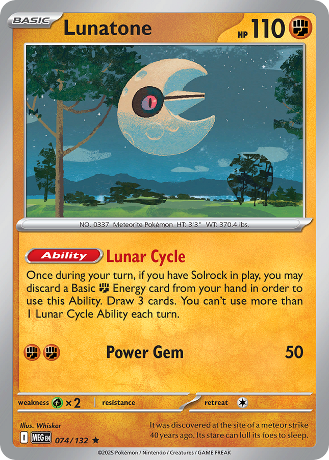 Lunatone #074/132 Rare (Reverse Holofoil) / Mega Evolution