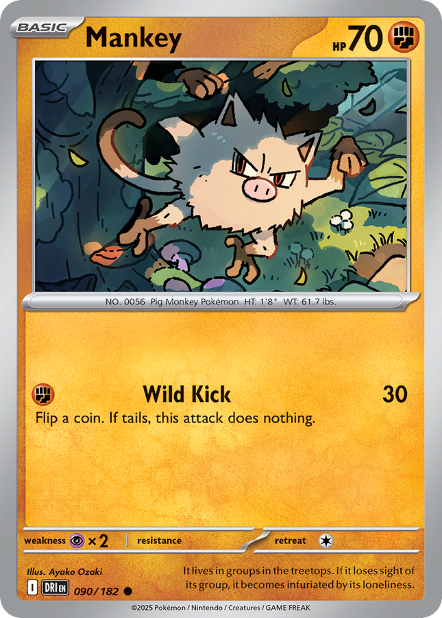 Mankey #090/182 Common (Reverse Holofoil) / Destined Rivals