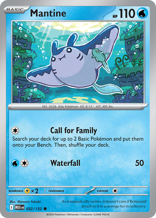 Mantine #032/132 Common (Reverse Holofoil) / Mega Evolution