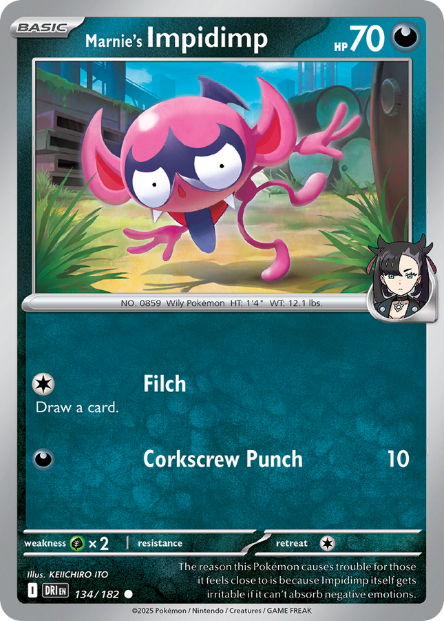 Marnie's Impidimp #134/182 Common (Reverse Holofoil) / Destined Rivals