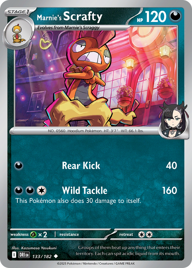 Marnie's Scrafty #133/182 Uncommon (Reverse Holofoil) / Destined Rivals