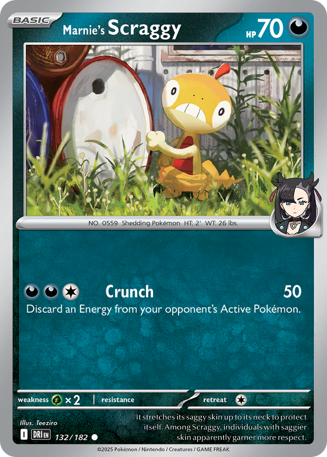Marnie's Scraggy #132/182 Common (Reverse Holofoil) / Destined Rivals