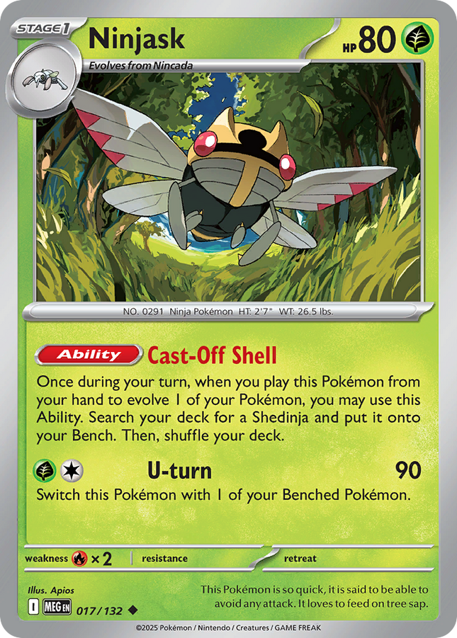 Ninjask #017/132 Uncommon (Reverse Holofoil) / Mega Evolution