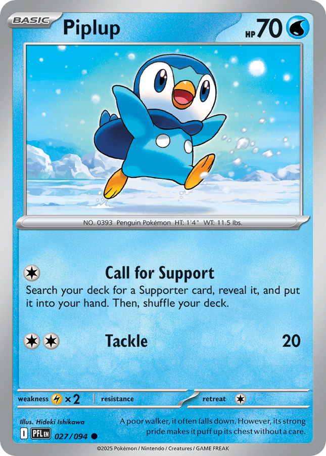 Piplup #027/094 Common (Reverse Holofoil) / Phantasmal Flames