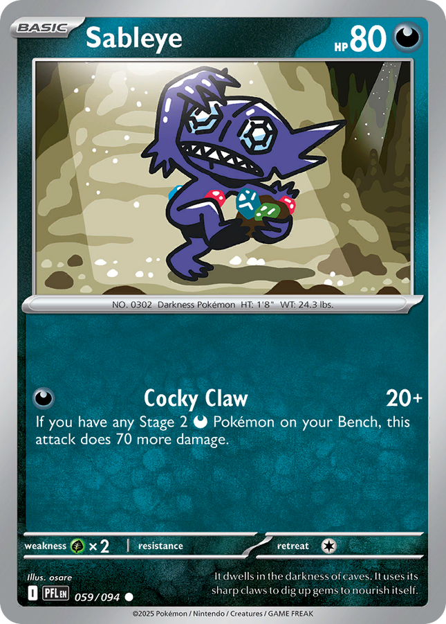 Sableye #059/094 Common (Reverse Holofoil) / Phantasmal Flames