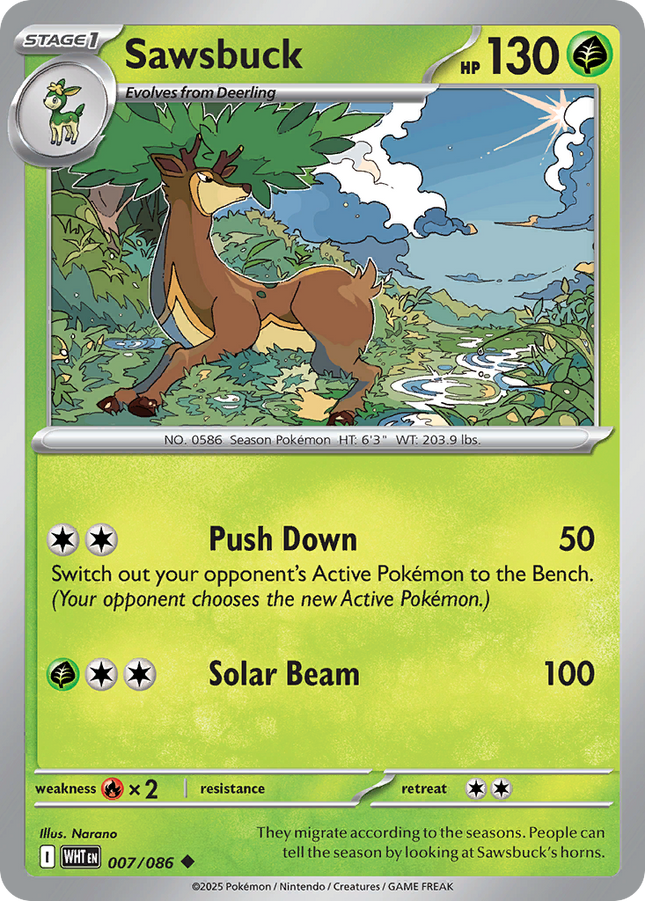 Sawsbuck #007/086 Uncommon / White Flare