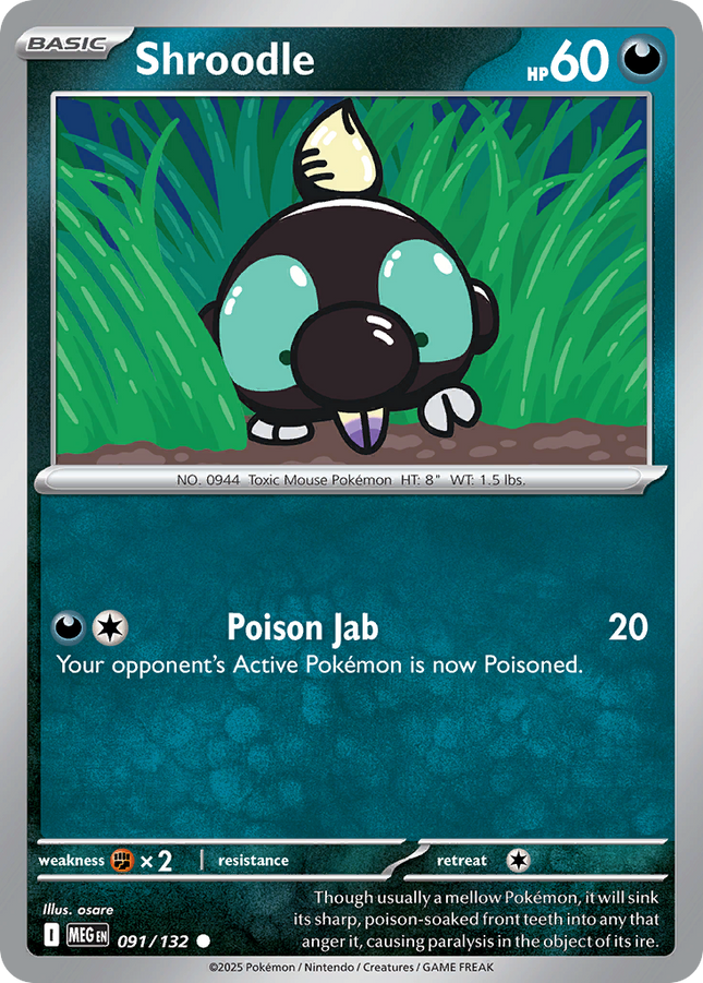 Shroodle #091/132 Common (Reverse Holofoil) / Mega Evolution