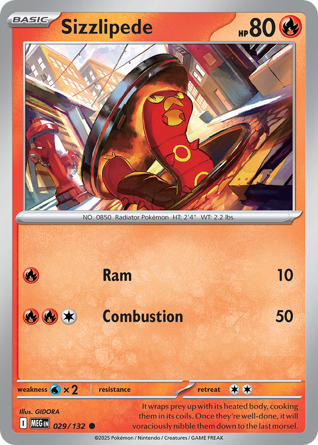 Sizzlipede #029/132 Common (Reverse Holofoil) / Mega Evolution
