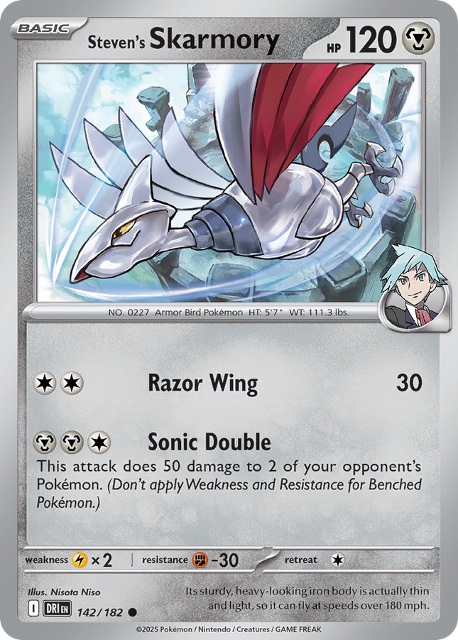 Steven's Skarmory #142/182 Common (Reverse Holofoil) / Destined Rivals
