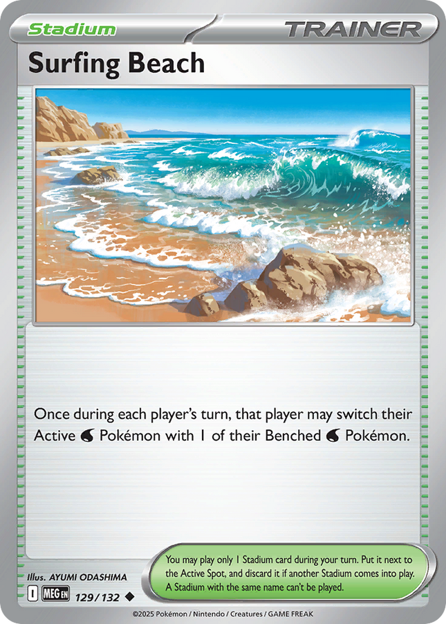 Surfing Beach #129/132 Uncommon (Reverse Holofoil) / Mega Evolution