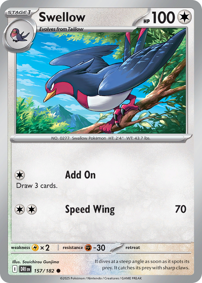 Swellow #157/182 Common (Reverse Holofoil) / Destined Rivals