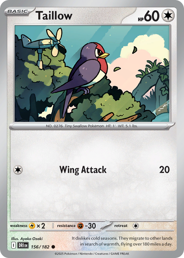 Taillow #156/182 Common (Reverse Holofoil) / Destined Rivals