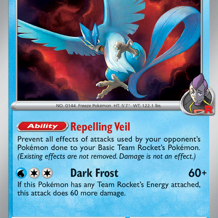 Team Rocket's Articuno #051/182 Rare (Reverse Holofoil) / Destined Rivals