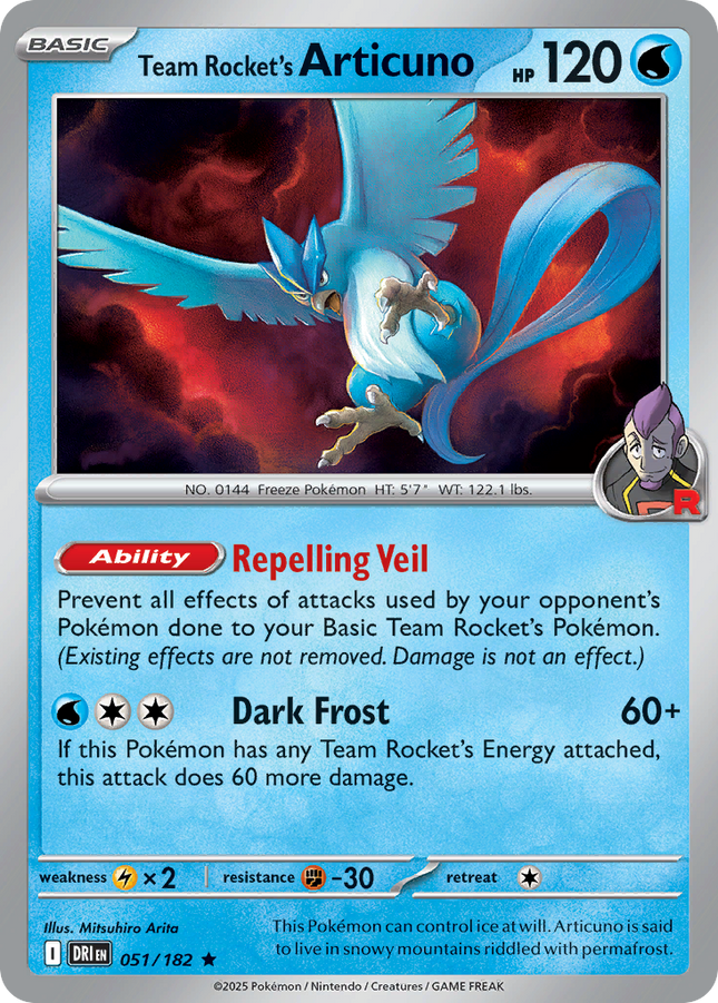 Team Rocket's Articuno #051/182 Rare (Reverse Holofoil) / Destined Rivals