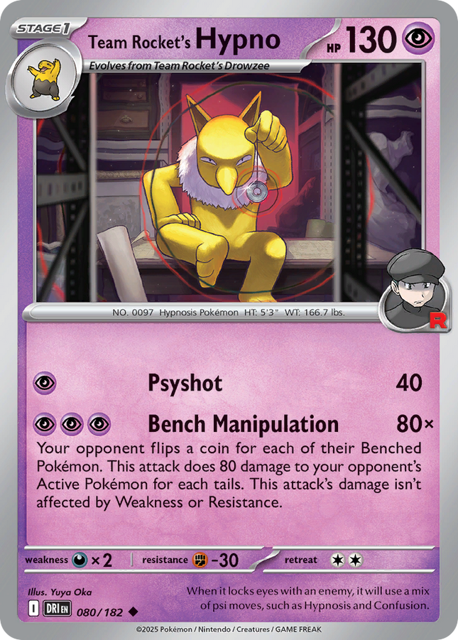 Team Rocket's Hypno #080/182 Uncommon (Reverse Holofoil) / Destined Rivals