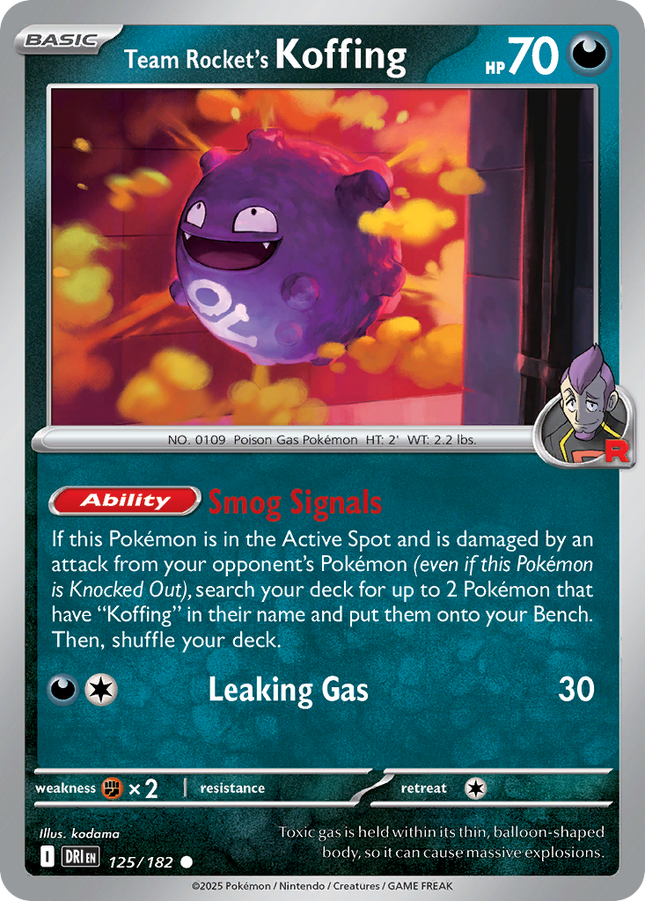 Team Rocket's Koffing #125/182 Common (Reverse Holofoil) / Destined Rivals