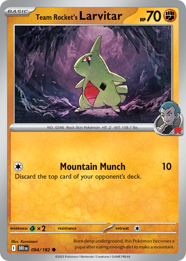 Team Rocket's Larvitar #094/182 Common (Reverse Holofoil) / Destined Rivals