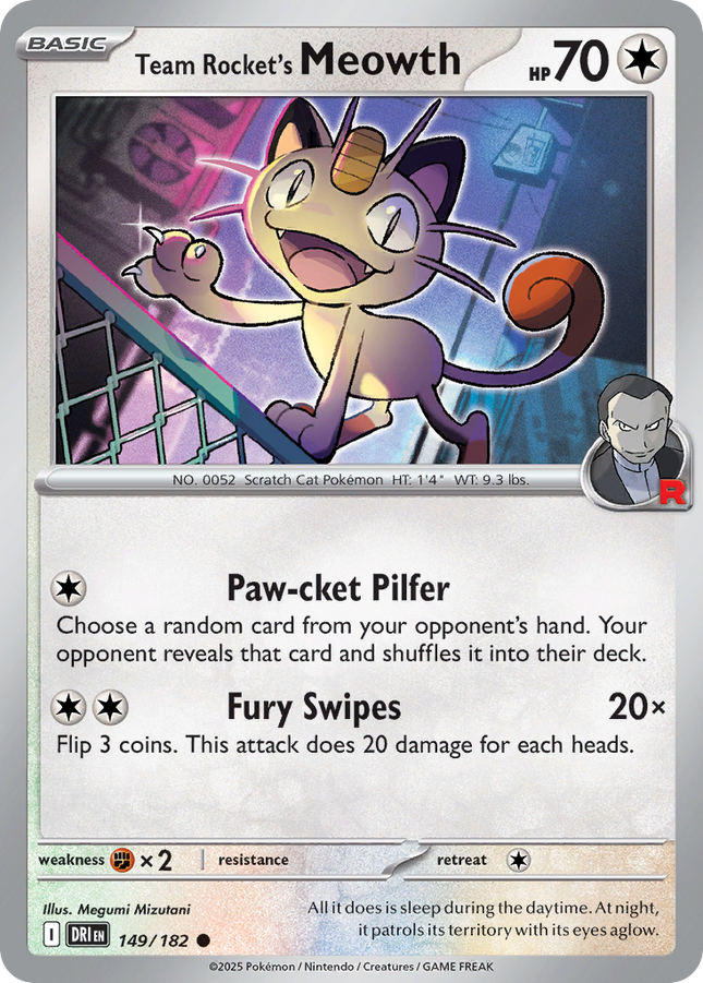 Team Rocket's Meowth #149/182 Common (Reverse Holofoil) / Destined Rivals