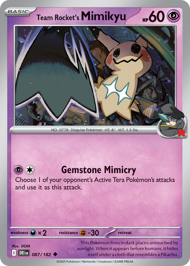 Team Rocket's Mimikyu #087/182 Uncommon (Reverse Holofoil) / Destined Rivals
