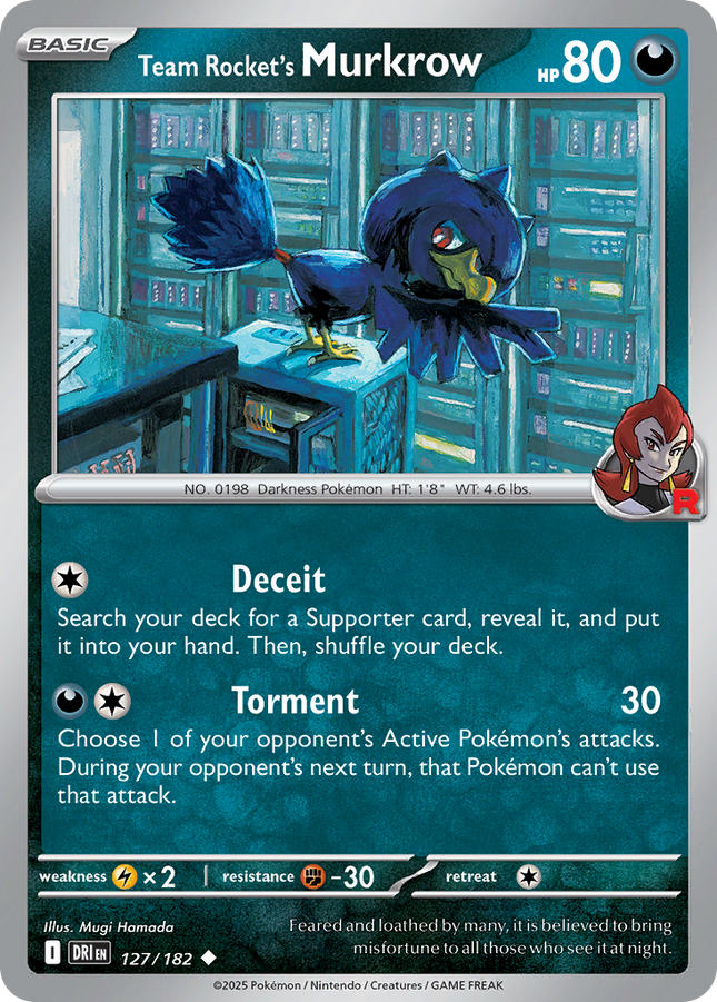 Team Rocket's Murkrow #127/182 Uncommon (Reverse Holofoil) / Destined Rivals
