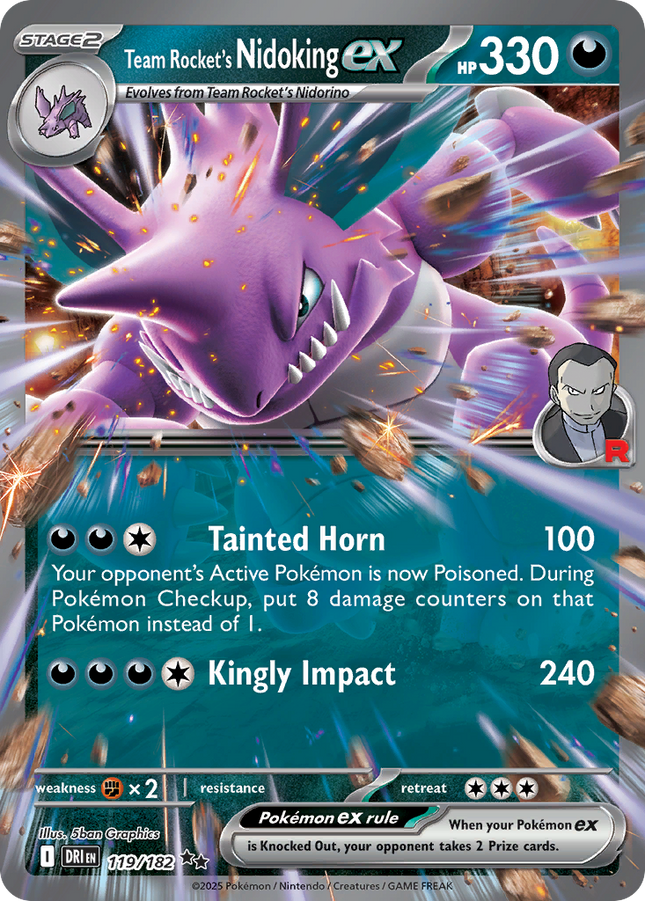 Team Rocket's Nidoking EX #119/182 Double Rare (Holofoil) / Destined Rivals