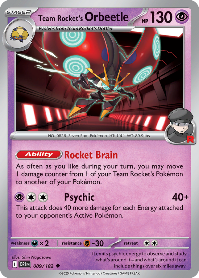 Team Rocket's Orbeetle #089/182 Uncommon (Reverse Holofoil) / Destined Rival