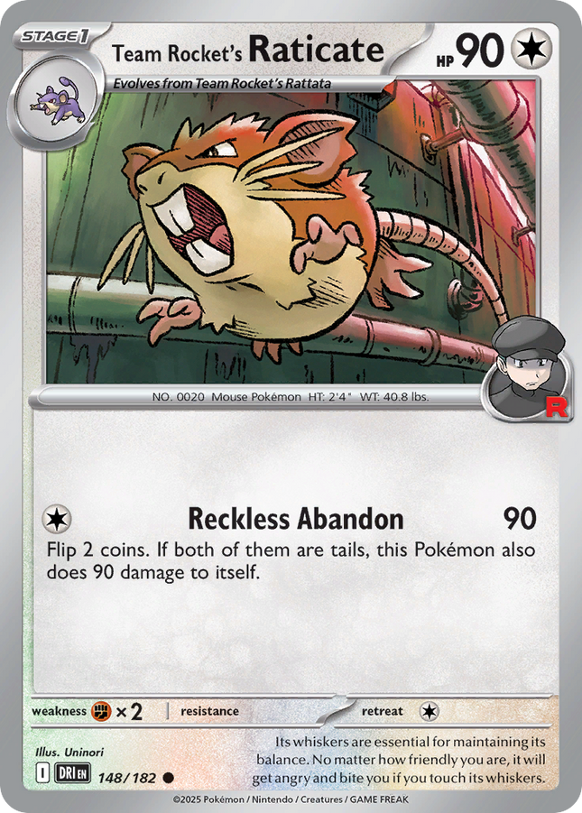 Team Rocket's Raticate #148/182 Common (Reverse Holofoil) / Destined Rivals
