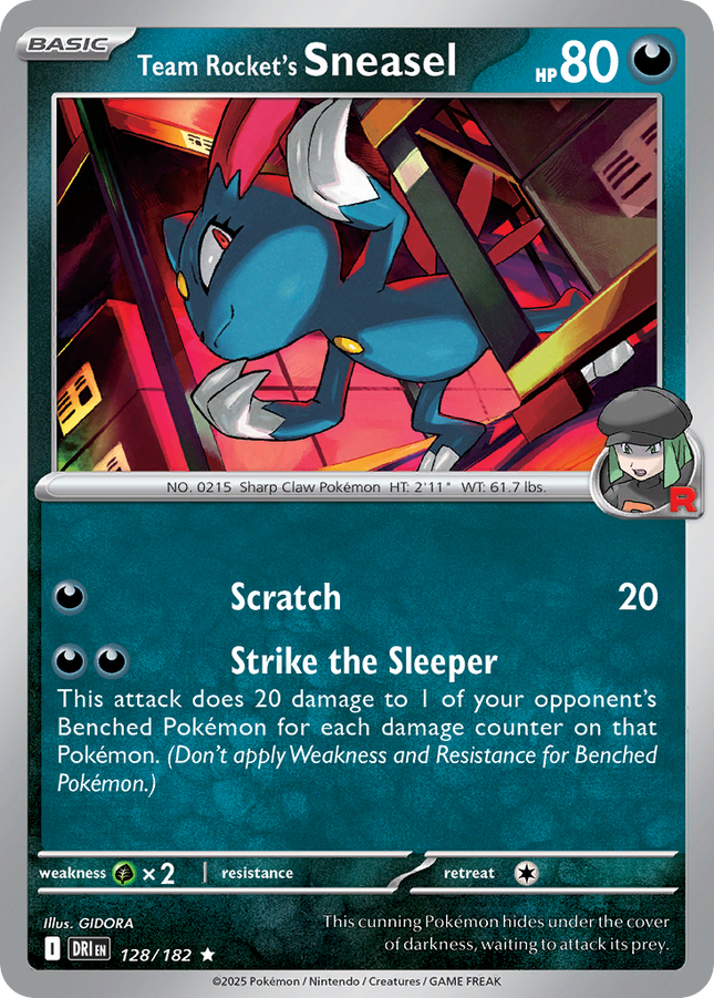 Team Rocket's Sneasel #128/182 Rare (Holofoil) / Destined Rivals