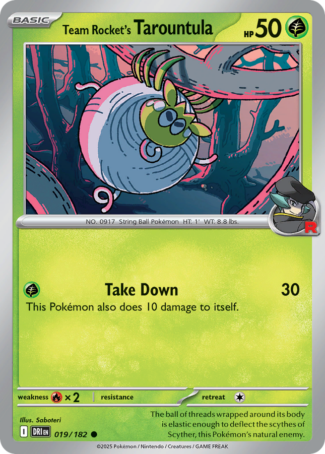 Team Rocket's Tarountula #019/182 Common  (Reverse Holofoil) / Destined Rivals