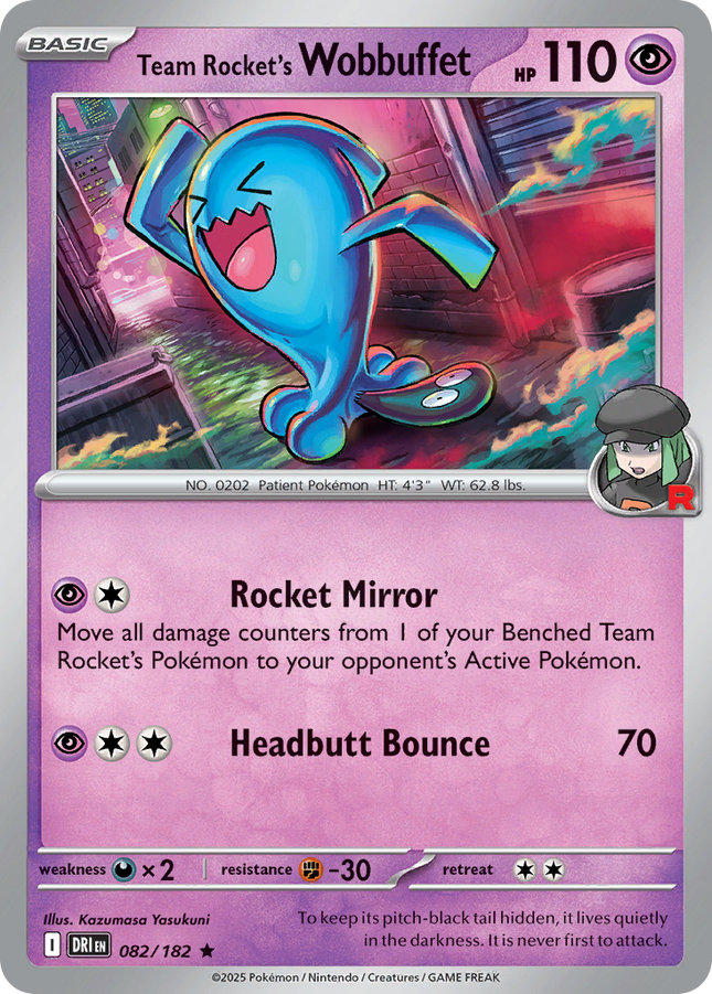 Team Rocket's Wobbuffet #082/182 Rare (Holofoil) / Destined Rivals