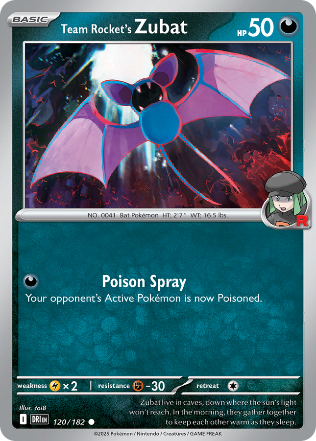 Team Rocket's Zubat #120/182 Common (Reverse Holofoil) / Destined Rivals