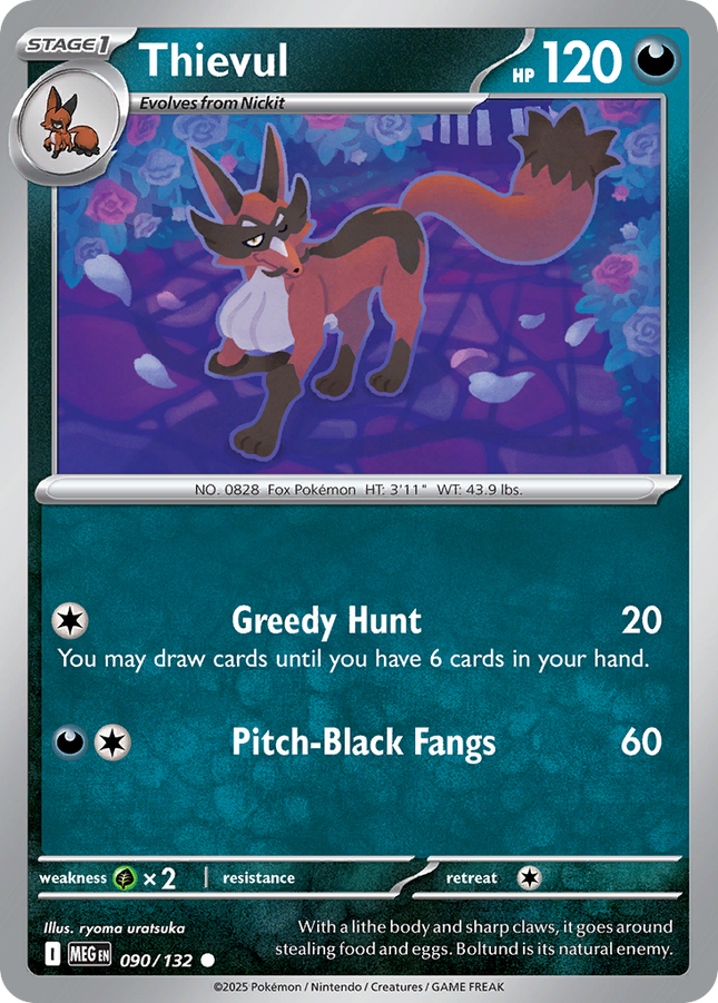 Thievul #090/132 Common (Reverse Holofoil) / Mega Evolution