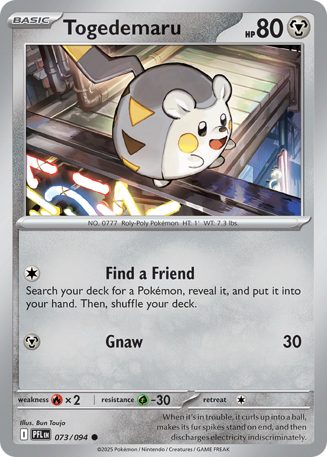 Togedemaru #073/094 Common (Reverse Holofoil) / Phantasmal Flames
