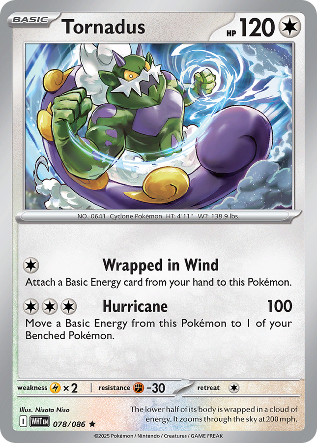 Tornadus #078/086 Rare (Holofoil) / White Flare