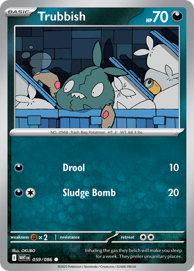 Trubbish #059/086 Common (Reverse Holofoil) / White Flare