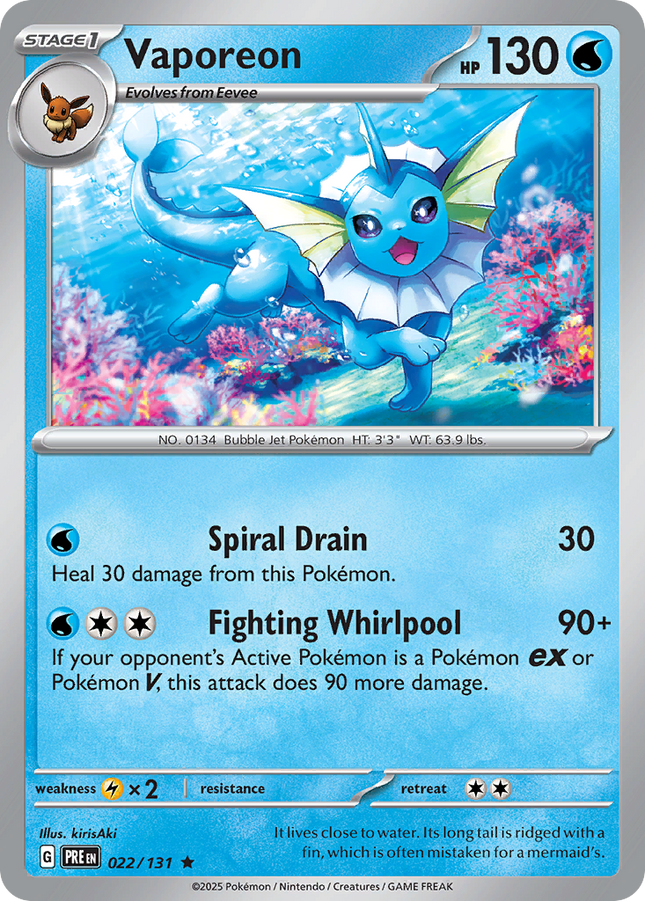 Vaporeon #022/131 Rare (Poke Ball Pattern) / Prismatic Evolutions