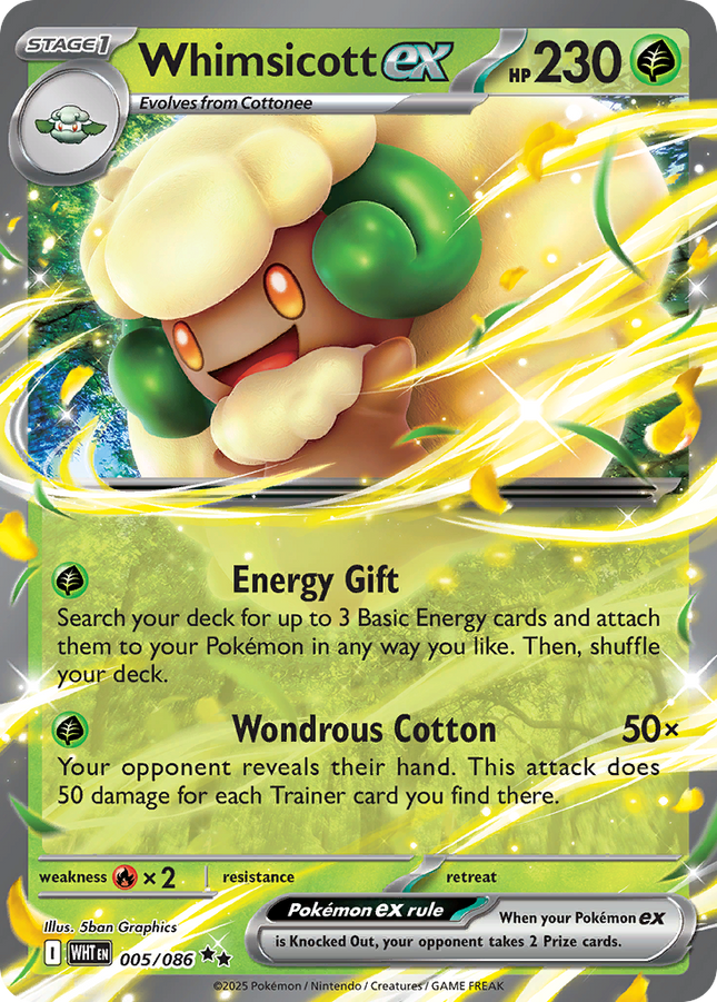 Whimsicott EX #005/086 Double Rare (Holofoil) / White Flare