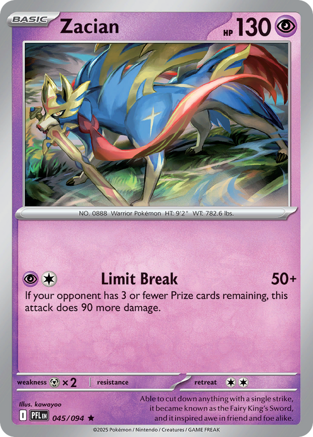 Zacian #045/094 Rare (Holofoil) / Phantasmal Flames