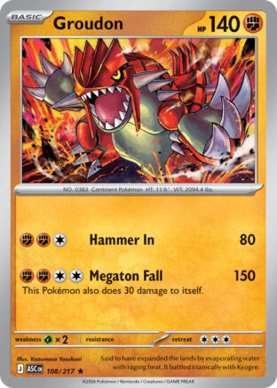 Groudon #108/217 Rare (Holofoil) / Ascended Heroes