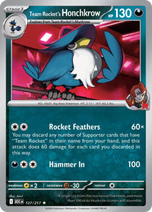 Team Rocket's Honchkrow #127/217 Rare (Holofoil) / Ascended Heroes